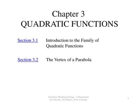 Chapter 3 QUADRATIC FUNCTIONS