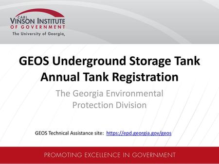 GEOS Underground Storage Tank Annual Tank Registration