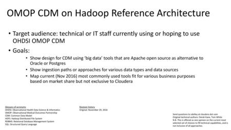 OMOP CDM on Hadoop Reference Architecture
