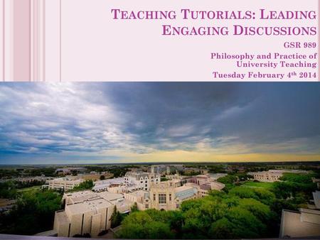 Teaching Tutorials: Leading Engaging Discussions
