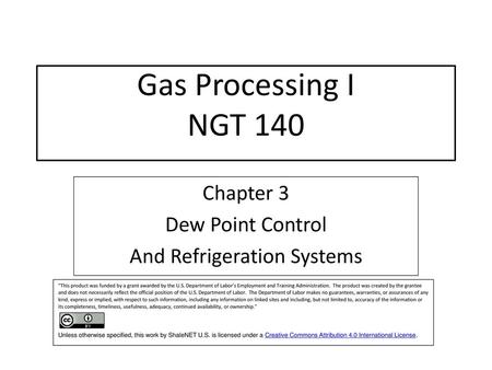 Chapter 3 Dew Point Control And Refrigeration Systems