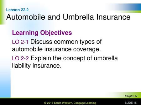 Lesson 22.2 Automobile and Umbrella Insurance