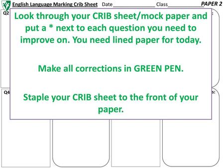 Make all corrections in GREEN PEN.