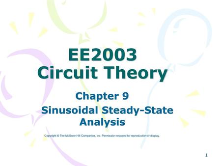 Chapter 9 Sinusoidal Steady-State Analysis