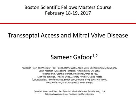 Transseptal Access and Mitral Valve Disease