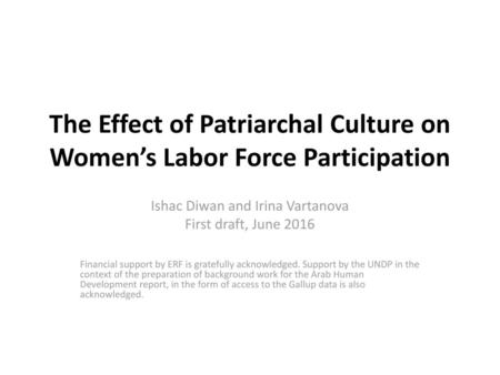 The Effect of Patriarchal Culture on Women’s Labor Force Participation