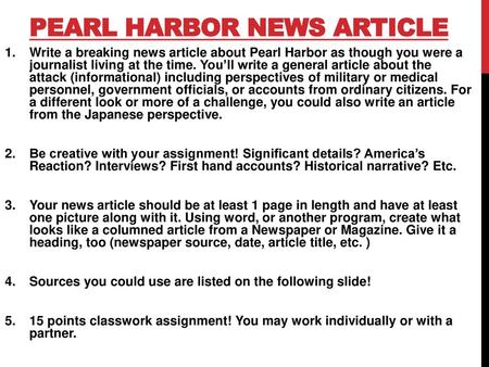 Pearl Harbor News Article