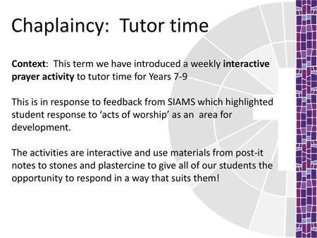 Chaplaincy: Tutor time