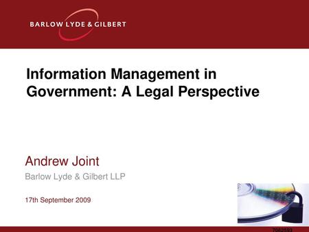 Information Management in Government: A Legal Perspective
