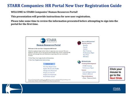 STARR Companies: HR Portal New User Registration Guide