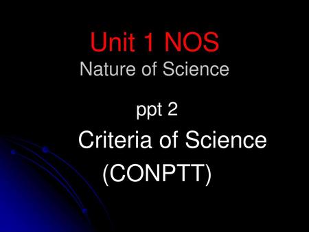 Unit 1 NOS Nature of Science
