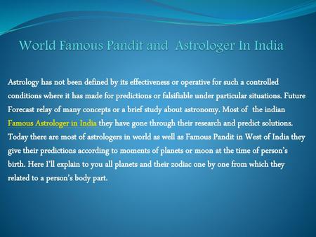 World Famous Pandit and Astrologer In India