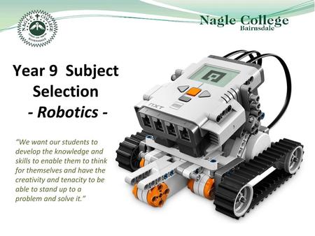Year 9 Subject Selection - Robotics -