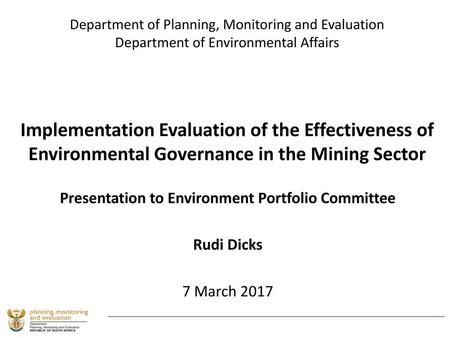 Presentation to Environment Portfolio Committee
