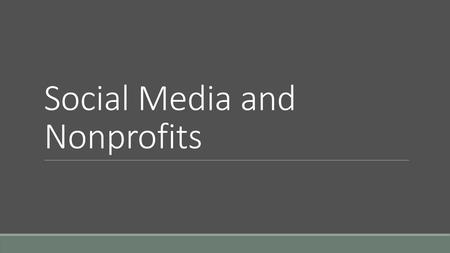 Social Media and Nonprofits