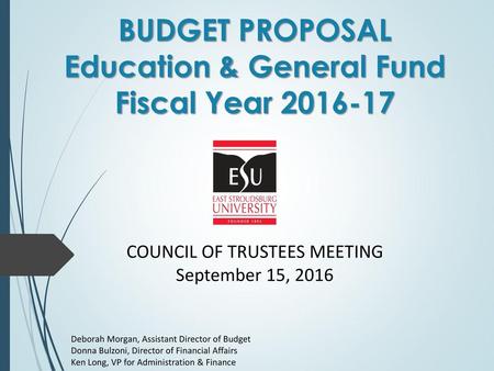 BUDGET PROPOSAL Education & General Fund Fiscal Year
