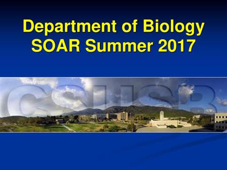 Department of Biology SOAR Summer 2017