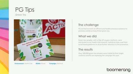 PG Tips The challenge What we did The results Green Tea