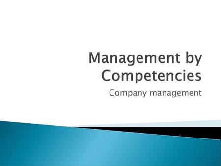 Management by Competencies