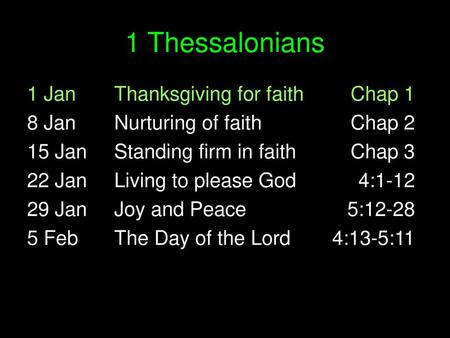 1 Thessalonians 1 Jan Thanksgiving for faith Chap 1