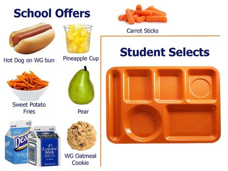 School Offers Student Selects Carrot Sticks Pineapple Cup