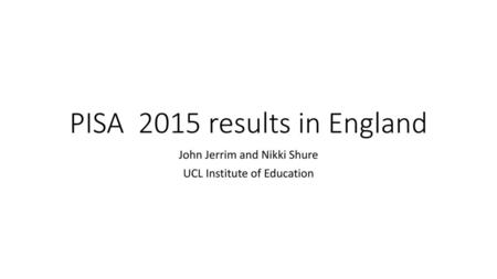 PISA 2015 results in England