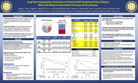 Long-Term Comparative Outcomes of Patients With Peripheral Artery Disease With and Without Concomitant Coronary Artery Disease   Debbie C. Chen1, Gagan.