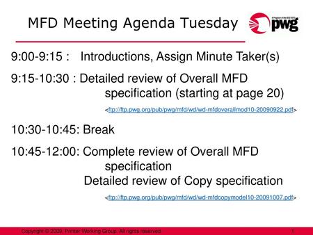 MFD Meeting Agenda Tuesday