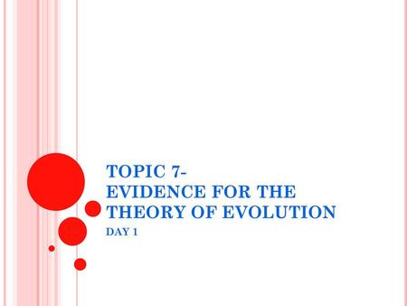TOPIC 7- EVIDENCE FOR THE THEORY OF EVOLUTION