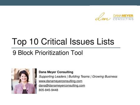 Top 10 Critical Issues Lists