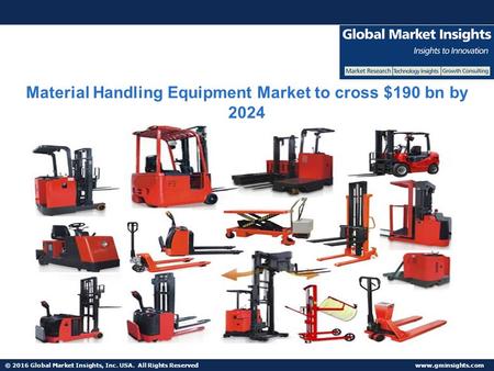 © 2016 Global Market Insights, Inc. USA. All Rights Reserved  Material Handling Equipment Market to cross $190 bn by 2024.