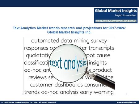 © 2016 Global Market Insights, Inc. USA. All Rights Reserved  Text Analytics Market trends research and projections for : Global.