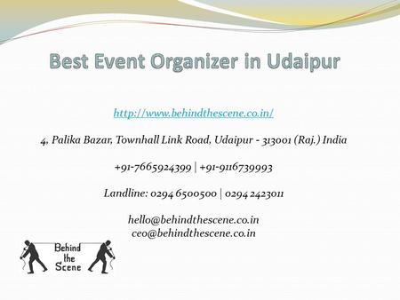 4, Palika Bazar, Townhall Link Road, Udaipur (Raj.) India | Landline:
