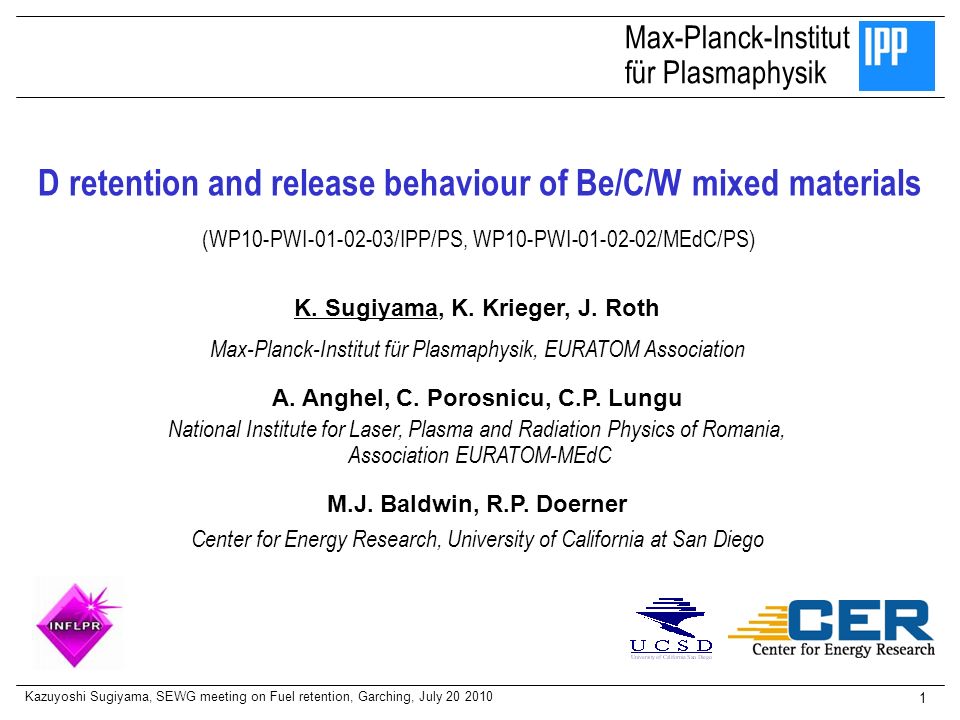 D Retention And Release Behaviour Of Be C W Mixed Materials Ppt Download