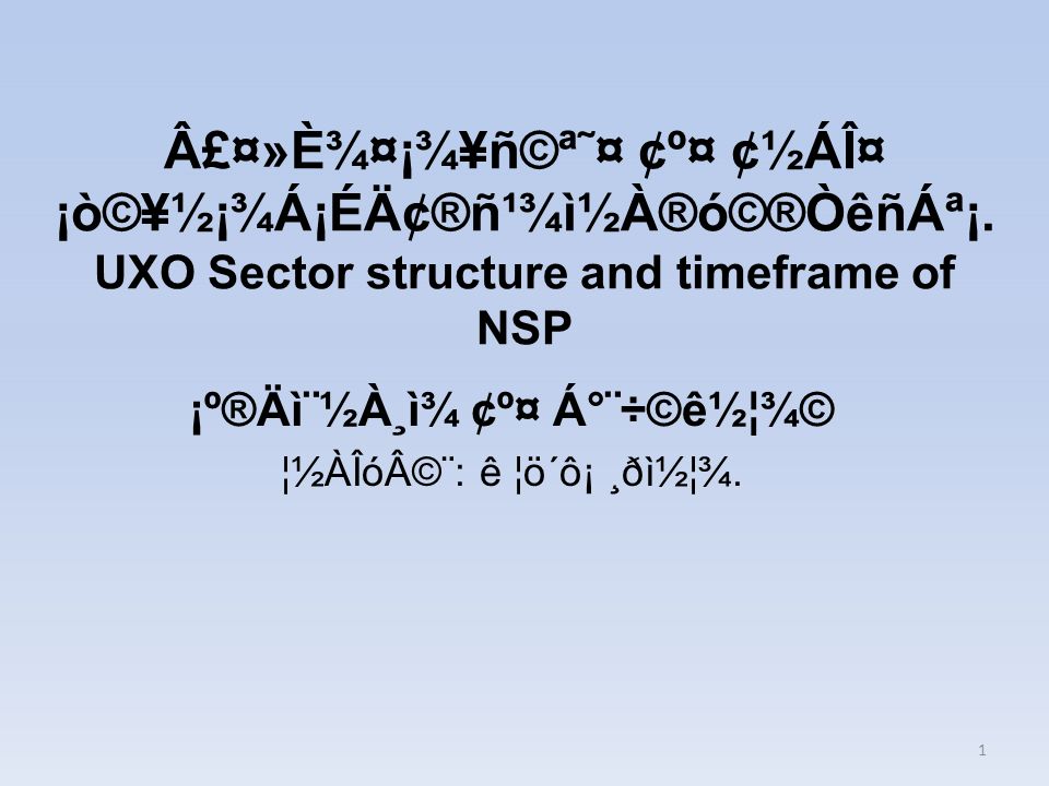 A E N C ª º Ai O C A Ea N I A O C Oenaª Uxo Sector Structure And Timeframe Of Nsp º Ai A I º A C E C Aioa C E O