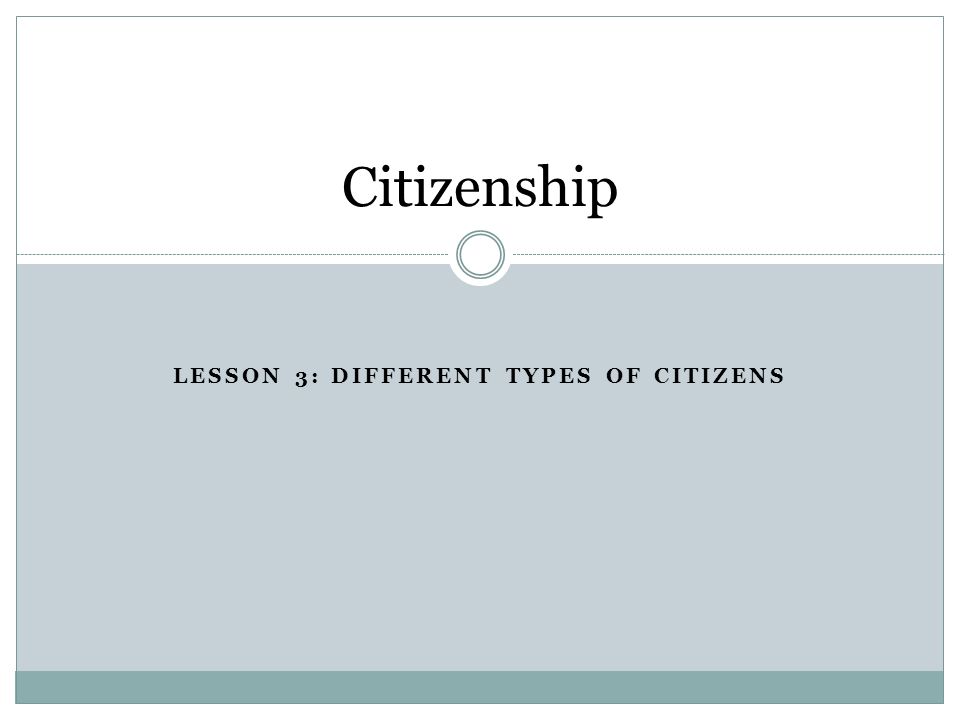 Lesson 3: Different types of citizens - ppt video online download