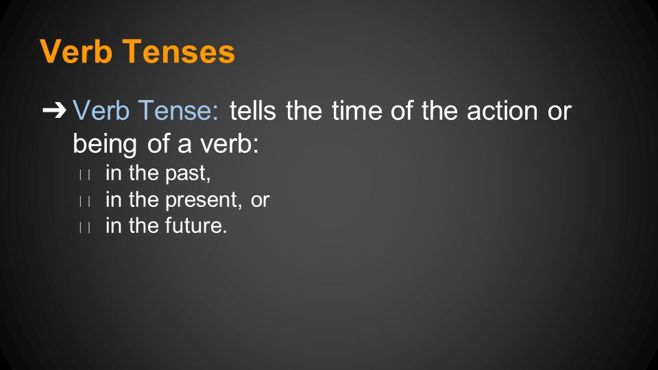 Verb Tenses. Verb Tense An action expressed in the verb can take place in three different times: PastPresentFuture In each time, the action can be. - ppt download