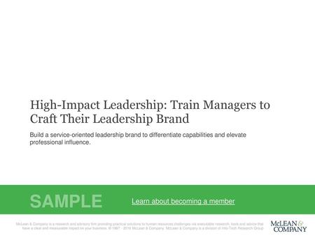 High-Impact Leadership: Train Managers to Craft Their Leadership Brand