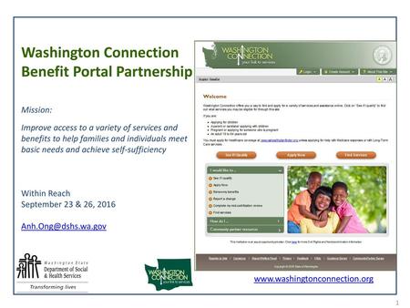 Washington Connection Benefit Portal Partnership