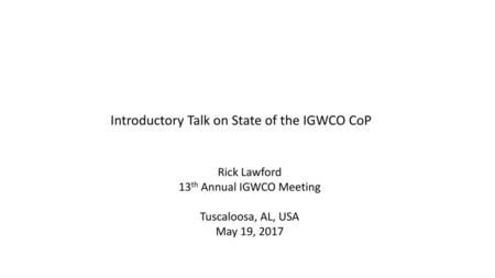 13th Annual IGWCO Meeting