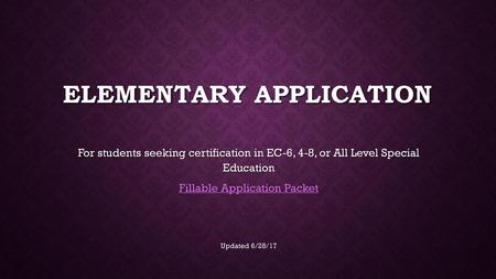 Elementary Application