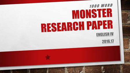 w o r d Monster Research Paper
