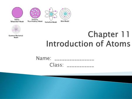 Chapter 11 Introduction of Atoms