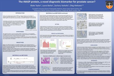 The tNASP protein, a novel diagnostic biomarker for prostate cancer?