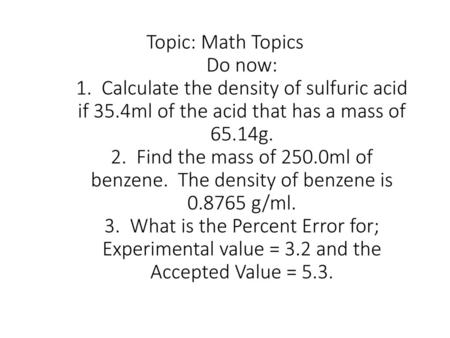 Topic: Math Topics Do now: 1