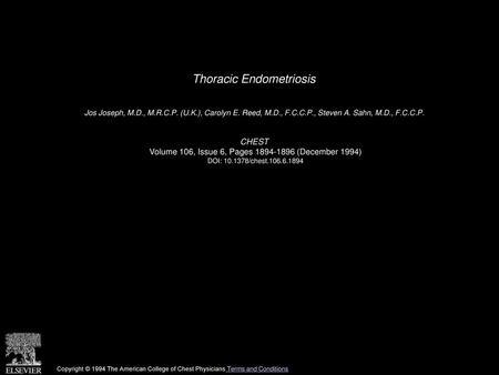Thoracic Endometriosis