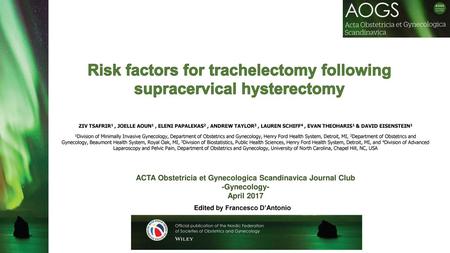Risk factors for trachelectomy following supracervical hysterectomy