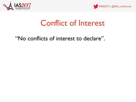 Conflict of Interest “No conflicts of interest to declare”.