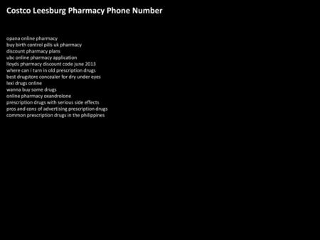 Costco Leesburg Pharmacy Phone Number