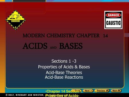MODERN CHEMISTRY CHAPTER 14 ACIDS AND BASES